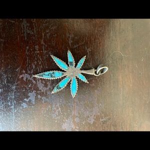 Real Turquoise Weed Leaf Charm